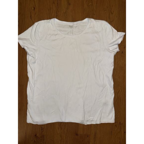 Eileen Fisher Tops - Eileen Fisher Women's White MD Stretch Organic Cotton Cap-Sleeve Crew Neck Shirt